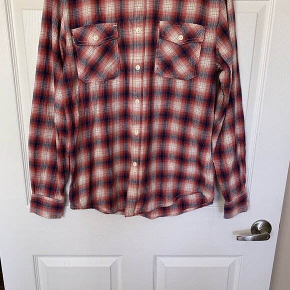 Arizona Men's Small Long Sleeve Shirt Flannel Plaid Red Blue White New - Picture 3 of 12